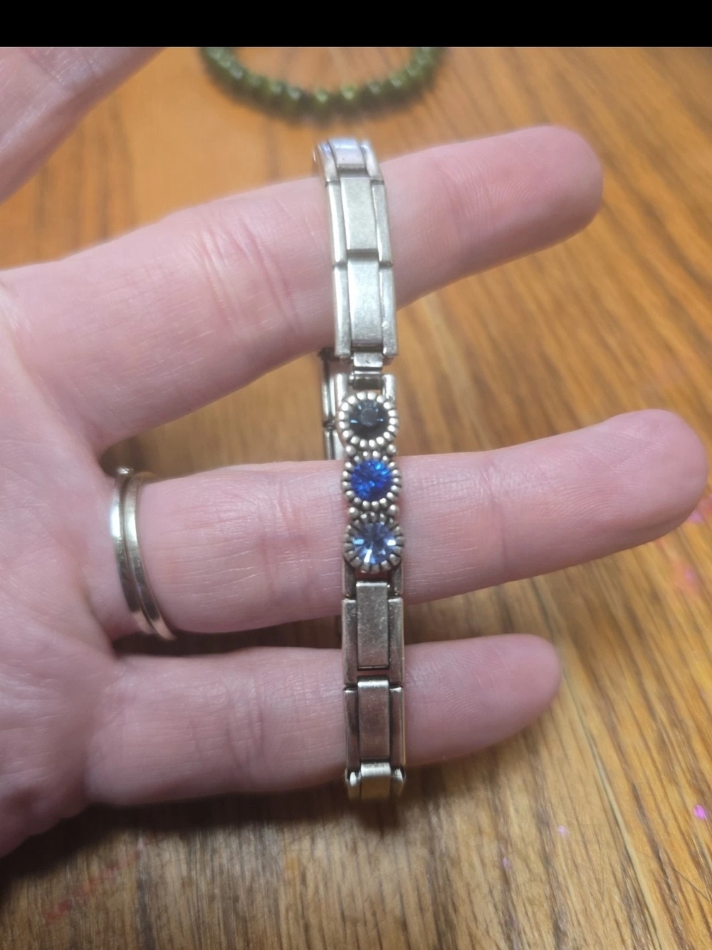 Silver-Tone Bracelet with Blue Crystal Accents - Women's Jewelry